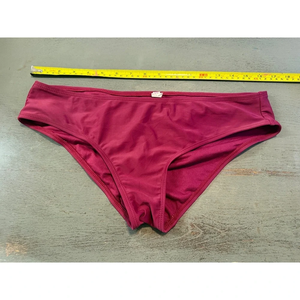 SO Magenta Pink Ruched Back Bikini Bottoms Hipster Swimwear Large